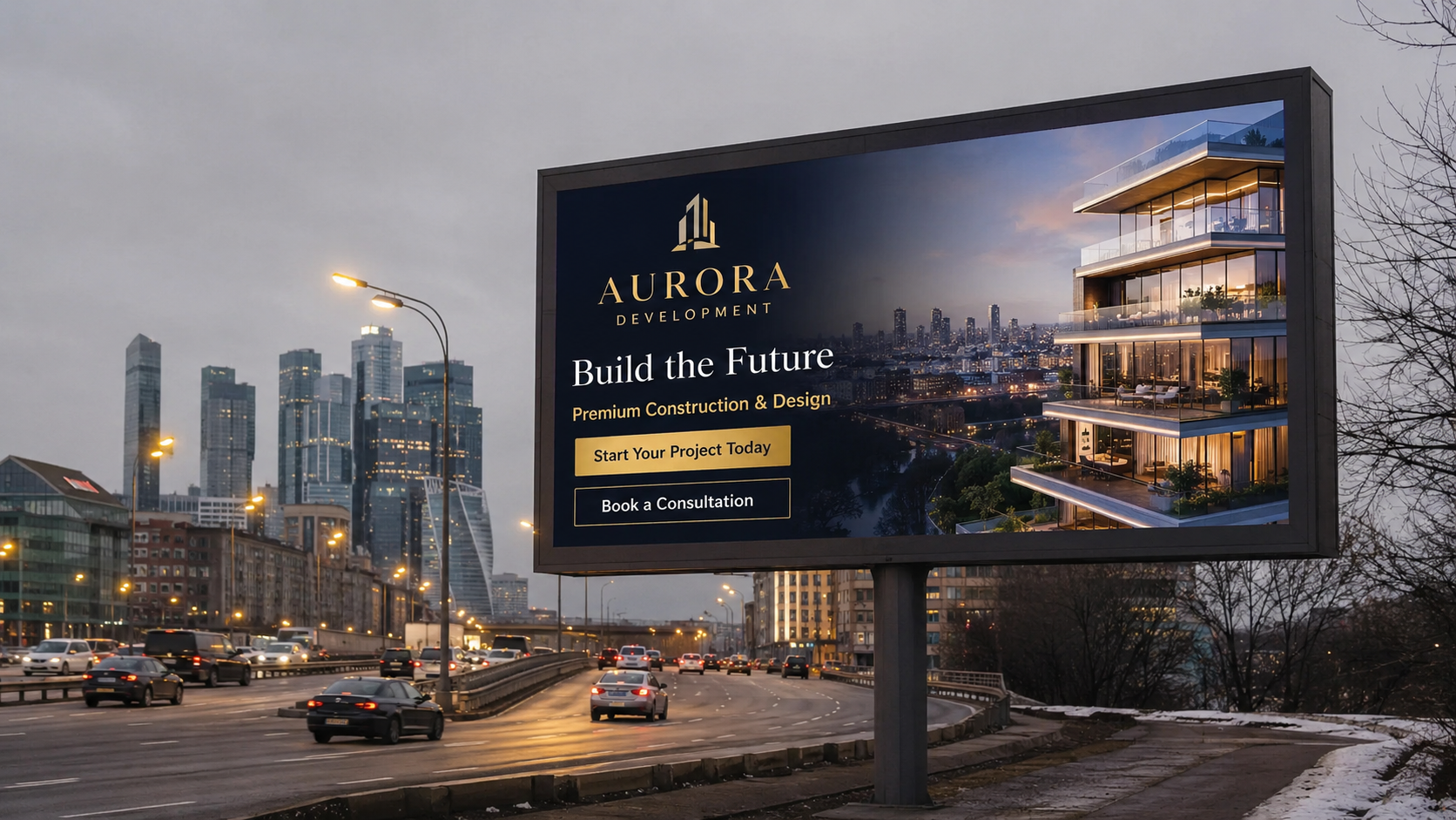 AI video displayed on a digital billboard